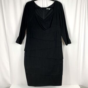 Cleo Petite Layered Black Dress 3/4 Sleeve Lined Zipper Back Women’s Size 18